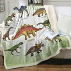 Dinosaur Family Sherpa Fleece Throw Blanket For Boys Girls Adults 50x60 , 60x80 Fuzzy Soft Warm Blanket For All Seasons featuring various dinosaurs.
