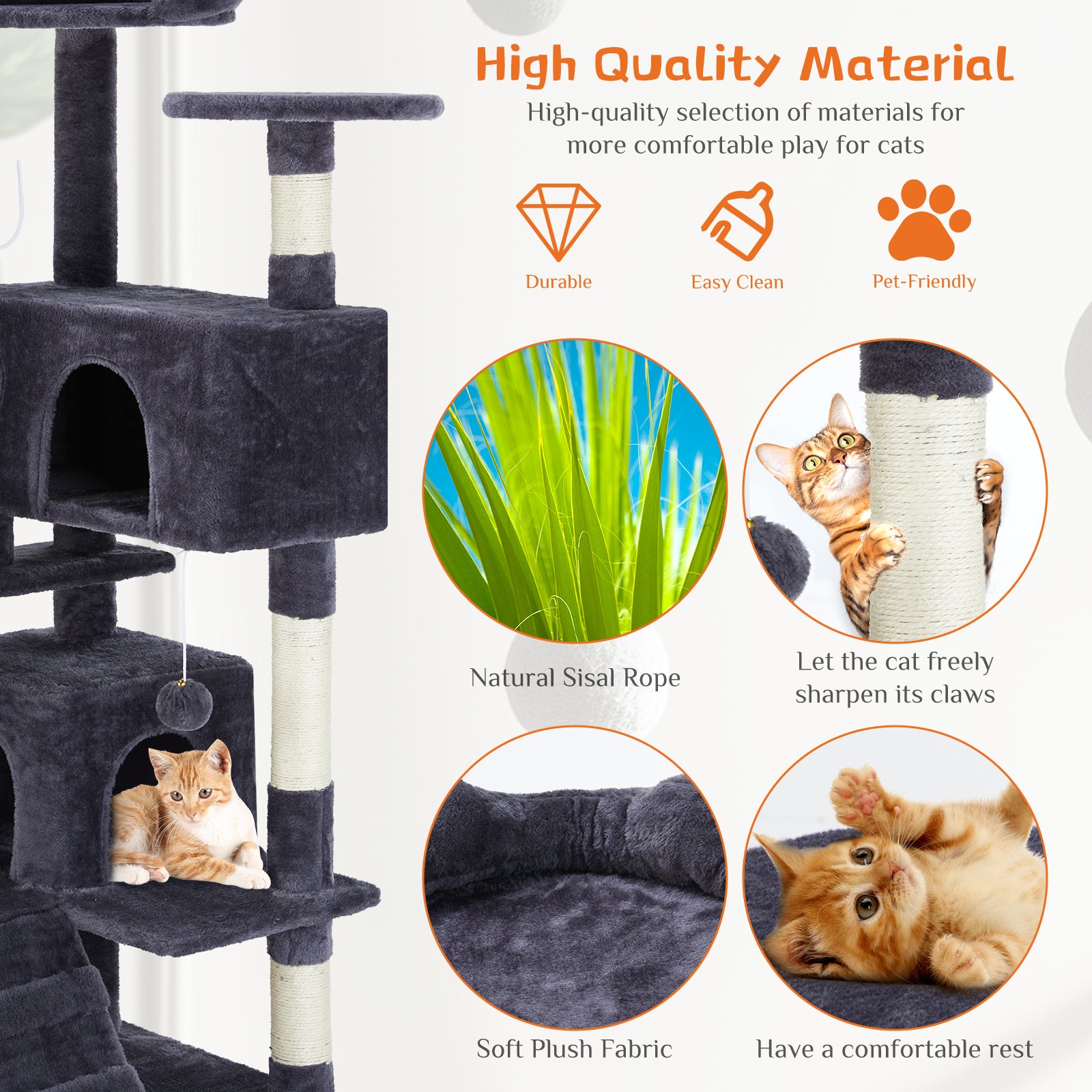Multi Functional Cat Treehouse Cat Climbing Frame for Indoor Cats