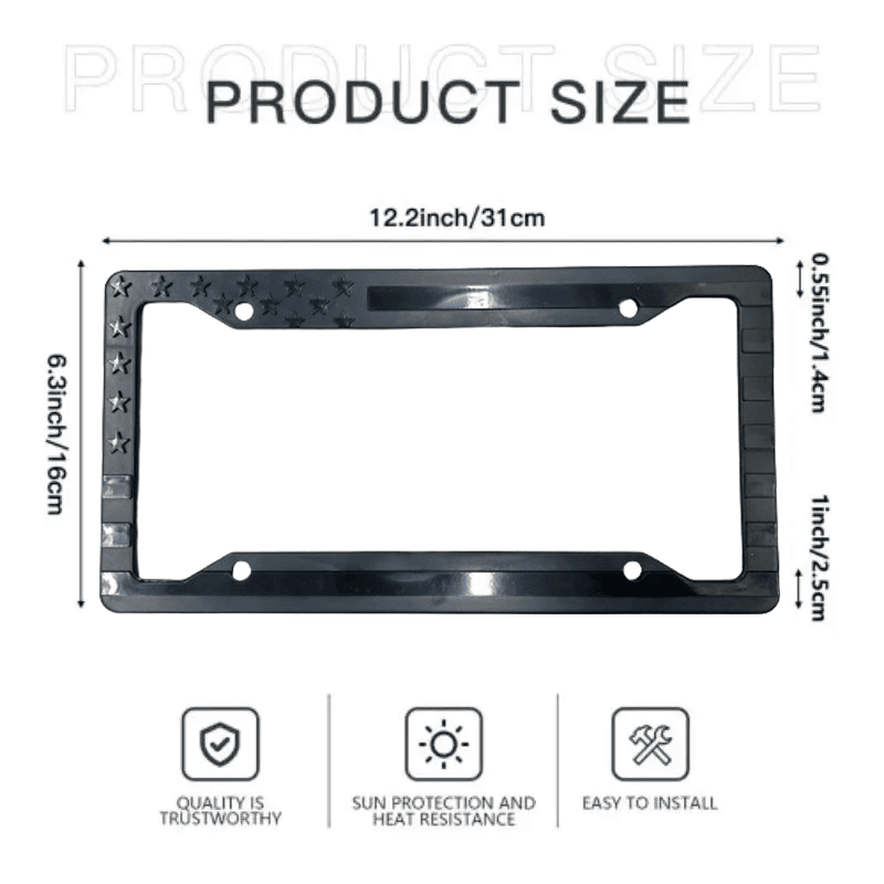 Black 3D USA American Flag License Plate Frame Holder Auto Car Tag | One only Secondary image