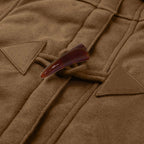 Winter Jackets For Women Sherpa Lined Jacket Women Duffle Toggle Coat Hooded Fleece Jacket detail showing toggle closure.