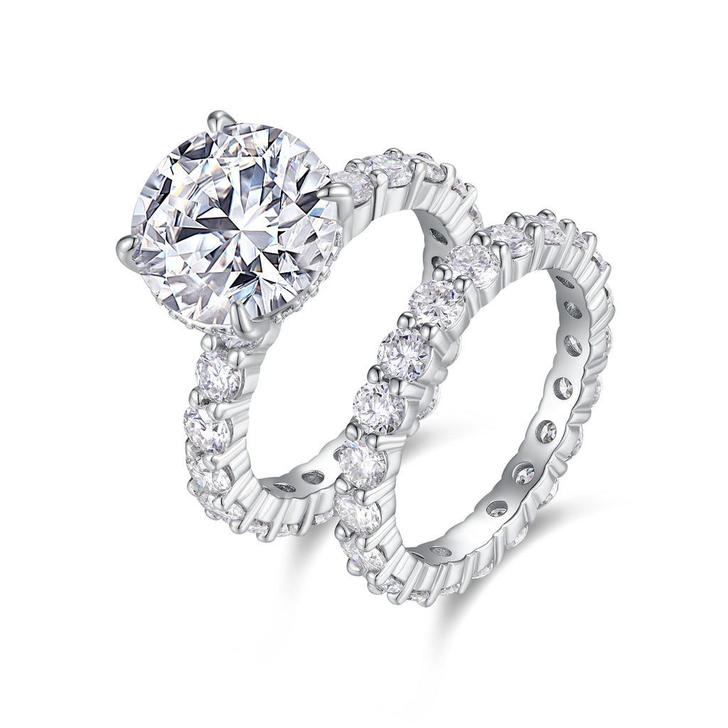 Time Vow - Fashionable Men's And Women's Ring Row Jewelry Set With 5-carat Moissan Diamond