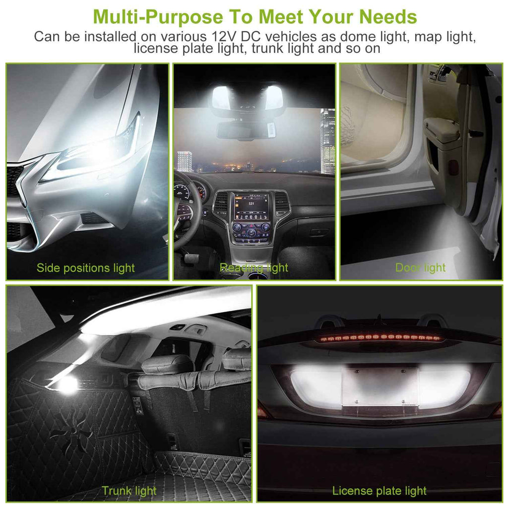 10PCS T10 LED Light Bulbs 6000K White Interior & License Lights