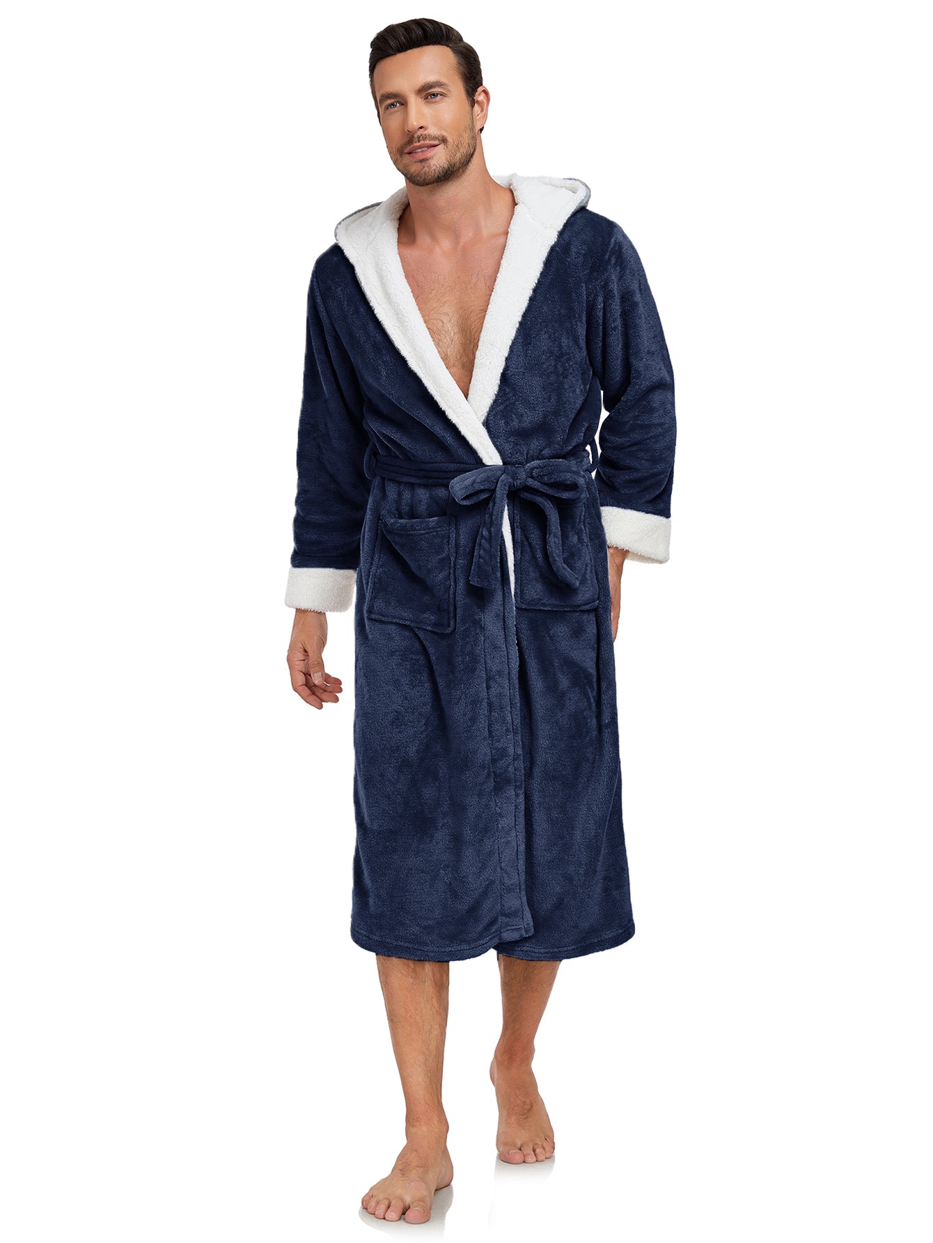 RONGTAI Ladies Long Fleece Bathrobe 300GSM Brushed Flannel