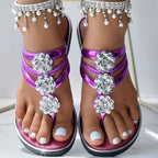 Floral Pattern Flip-Flops Comfortable Casual Summer Beach Slippers - Anklet Not Included