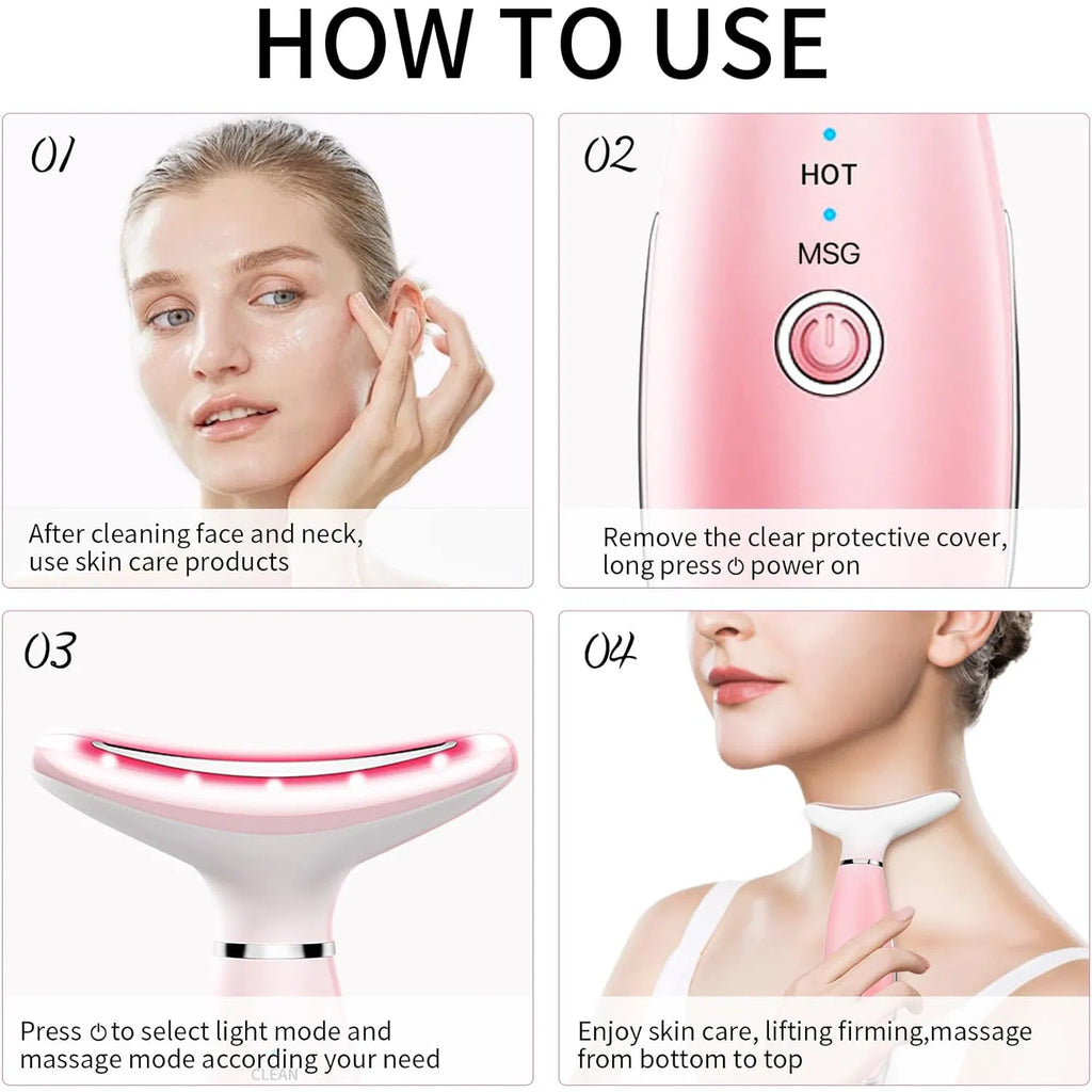Neck Face Massager 3 In 1 Facial Tool With Thermals And Vibration
