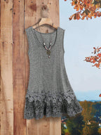 Spring And Summer New Round Neck T-shirt, Lace Lace Casual Off-the-shoulder Short Sleeve Long T-shirt displayed on a hanger.