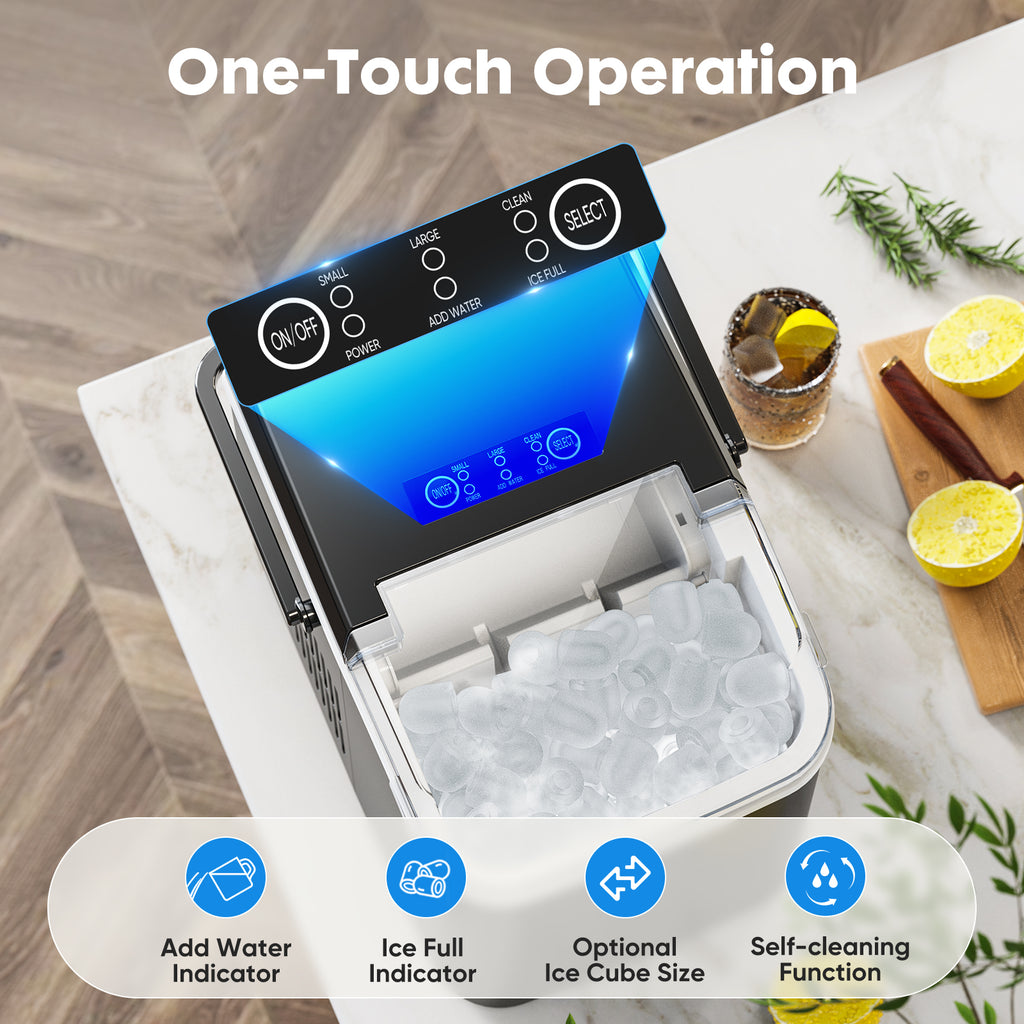 Portable Ice Maker Compact Countertop Delivers 6 Ice Cubes In 9 Minutes