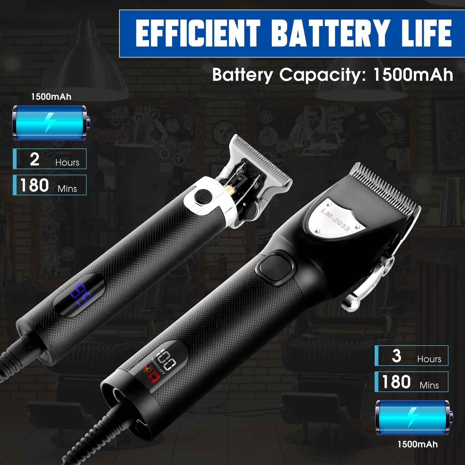 Hair Clippers For Men Cordless Barber Clipper And Beard Trimmer Set Secondary image