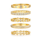 Starlight Golden Melody Ring Set S925 Silver And Gold-Plated Moissanite