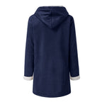 Winter Jackets For Women Sherpa Lined Jacket Women Duffle Toggle Coat Hooded Fleece Jacket back view with hood.