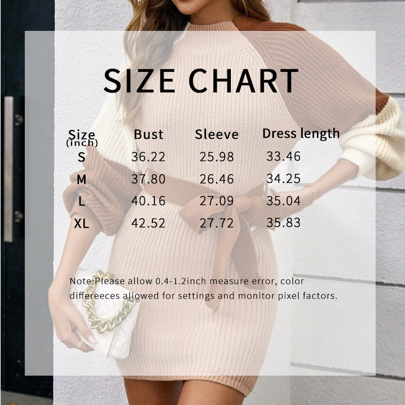 Women's Color Block Sweater Midi Dress - Fall Long Sleeve Bodycon Dress