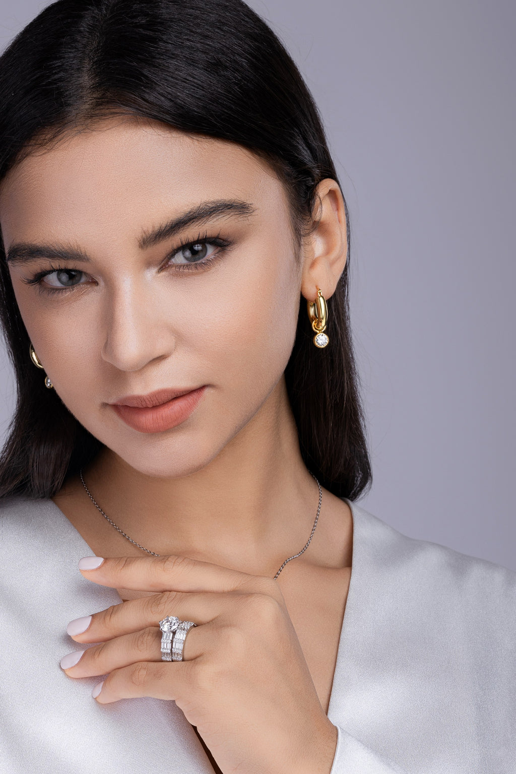 Vanilla Moissanite Jewelry Set In S925 Silver With Platinum Plating