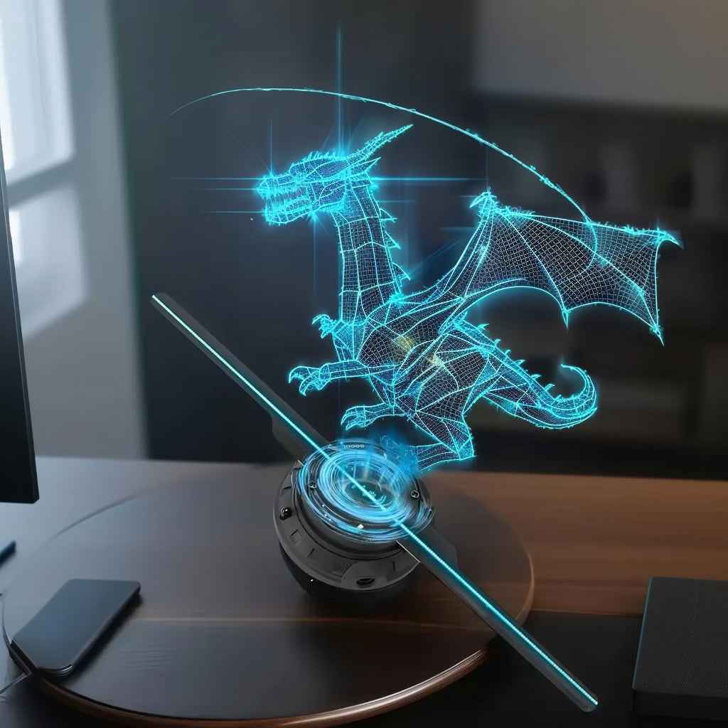 3D Hologram Fan Naked-eye Projector Holiday Gifts, Holiday Lighting, Party Lighting