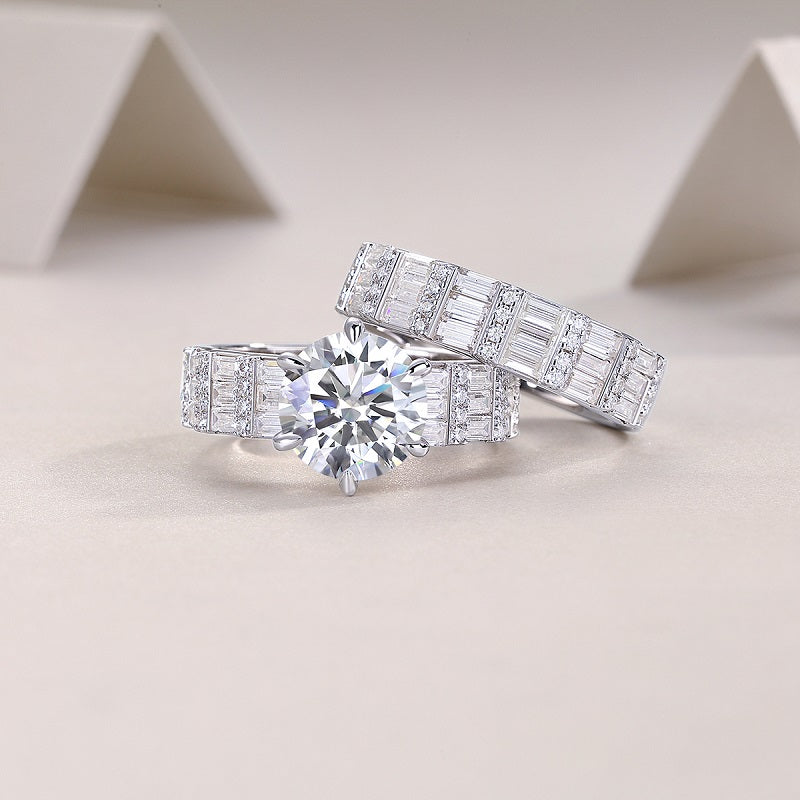 Vanilla Moissanite Jewelry Set In S925 Silver With Platinum Plating