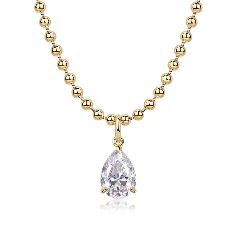 Wish Light Pear Moissanite Pendant Necklace S925 Silver Gold Plating