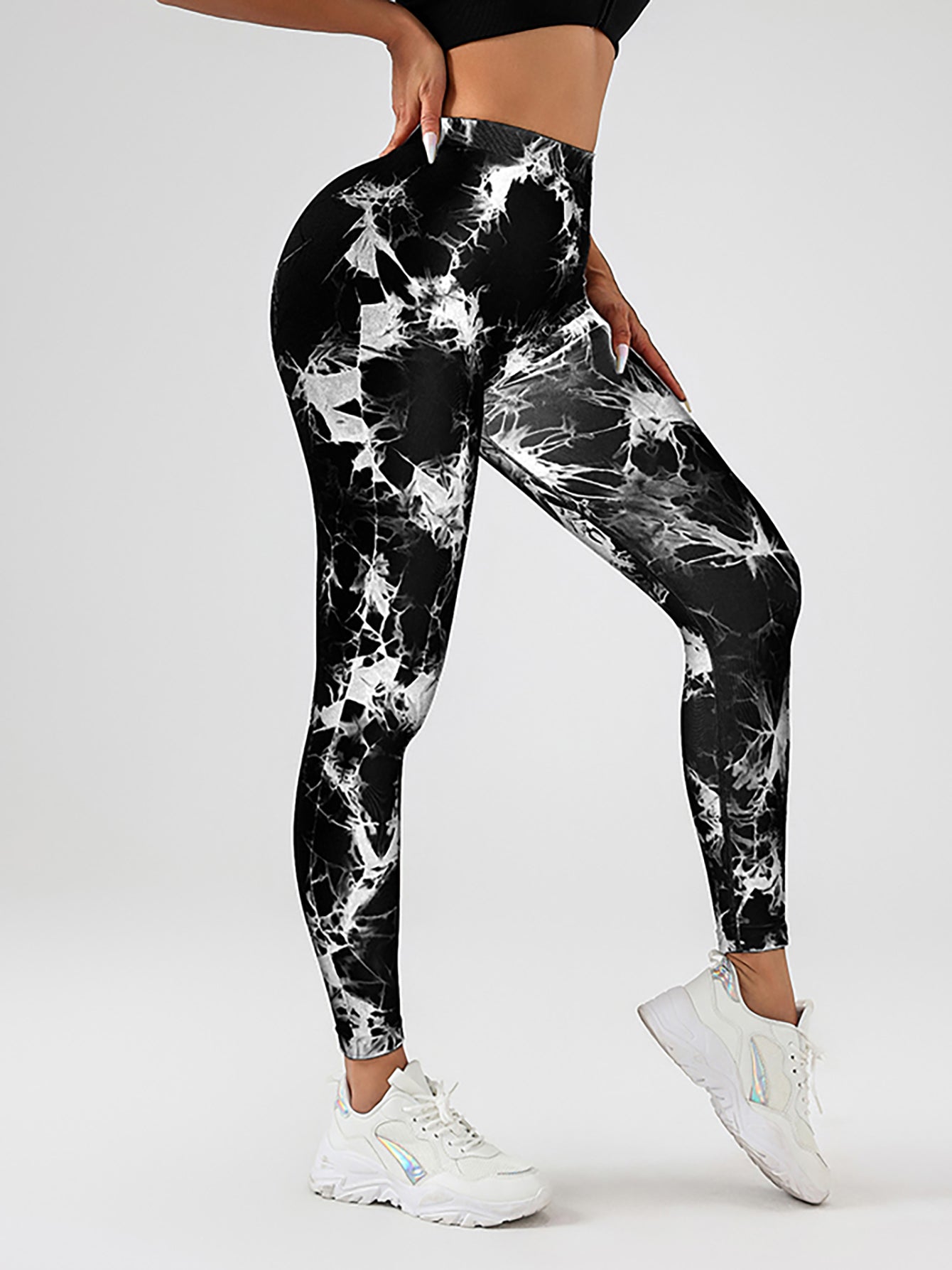 Tie Dye Slimming Yoga Leggings, High Stretch Casual Fitness Pants