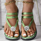 Floral Pattern Flip-Flops Comfortable Casual Summer Beach Slippers - Anklet Not Included