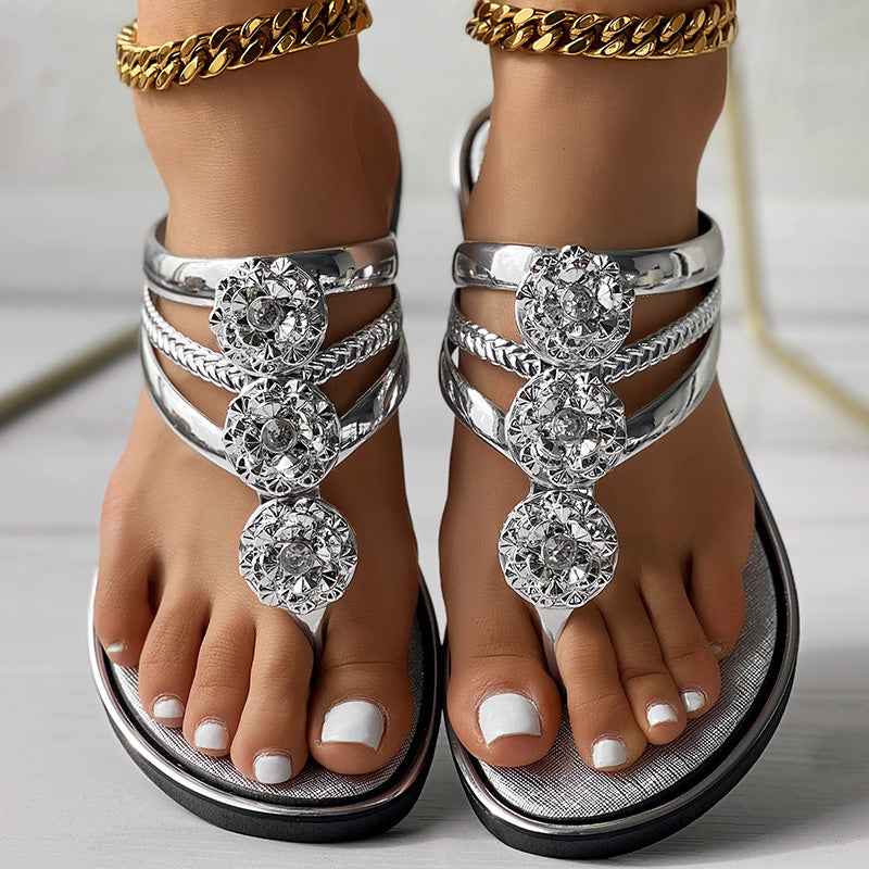 Floral Pattern Flip Flops, Comfortable And Casual Summer Beach Slippers