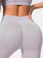 Back view of a model wearing Solid-color Yoga Pants Sport Yoga Pants, showcasing smooth fit and versatility.