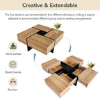 Unique Design Coffee Table With 4 Hidden Storage Compartments UV Gloss