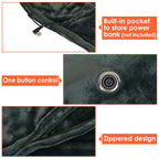 Built-in pocket, one button control, and zippered design of 1Pc  59x31in USB Heated Blanket Electric Heated Blanket Heated Poncho Shawl Wrap Throw With Zipper Washable For Home Office No Power Bank Compatible With CJCD2415461.