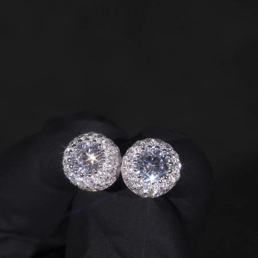 Hip Hop Wedding Zircon Stud Earrings Sparkling Unisex Daily Jewelry