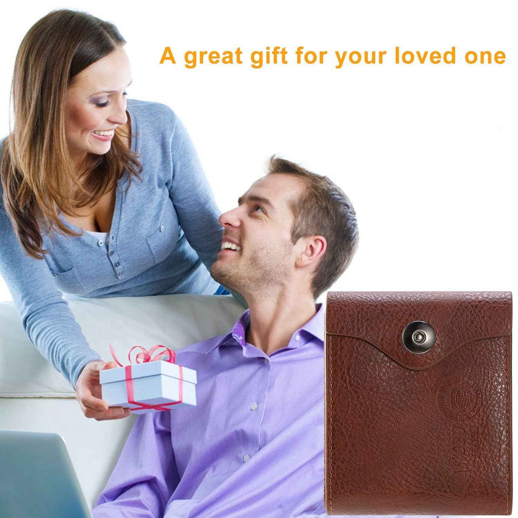 1Pc Men  Wallet PU Leather Purse Slim Card Holder Cases With 2 ID Window Coin Pocket