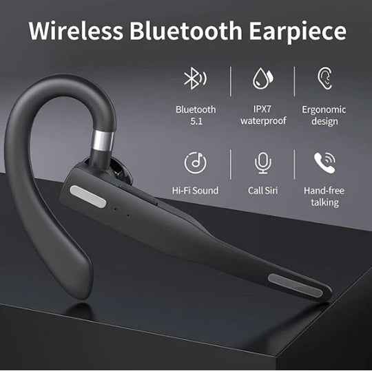 Trucker Wireless Headset Bluetooth 5.1 Earpiece Dual Mic Earbud Noise Cancelling
