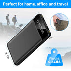 10,000mAh Portable Power Bank, Dual USB Output, Slim Travel Charger with LED Display & Emergency Flashlight, Universal Compatibility