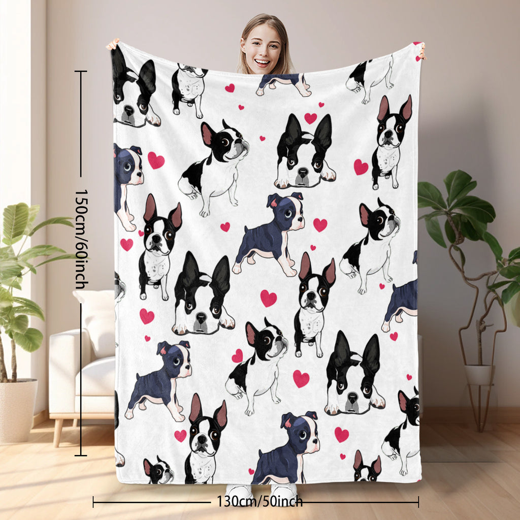 1pc Adorable Fleece Dog Blanket - Soft, Cozy, Lightweight, Warm, Flannel Throw For Couch, Bed, Sofa, Living Room Decor - Perfect For Snuggling Up On Chilly Days 75x100cm,130x150cm,150x200cm.