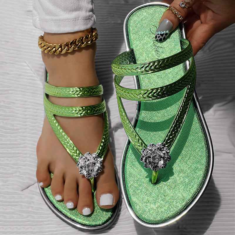 Floral Pattern Flip-Flops Comfortable Casual Summer Beach Slippers - Anklet Not Included