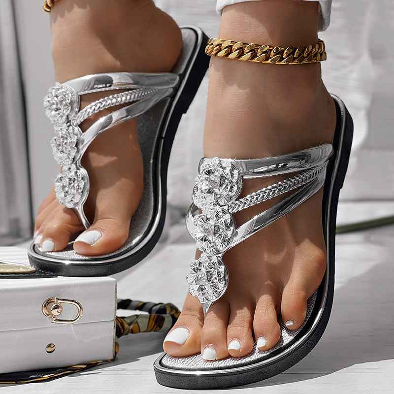 Floral Pattern Flip Flops, Comfortable And Casual Summer Beach Slippers