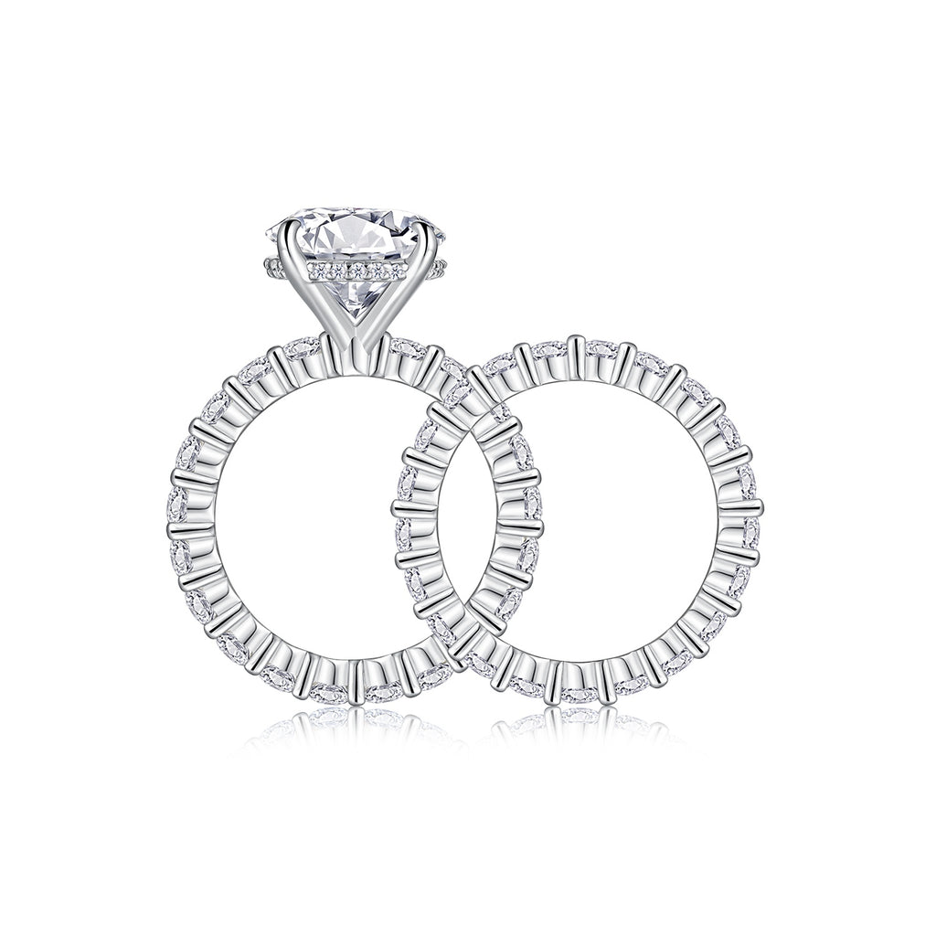 Time Vow - Fashionable Men's And Women's Ring Row Jewelry Set With 5-carat Moissan Diamond