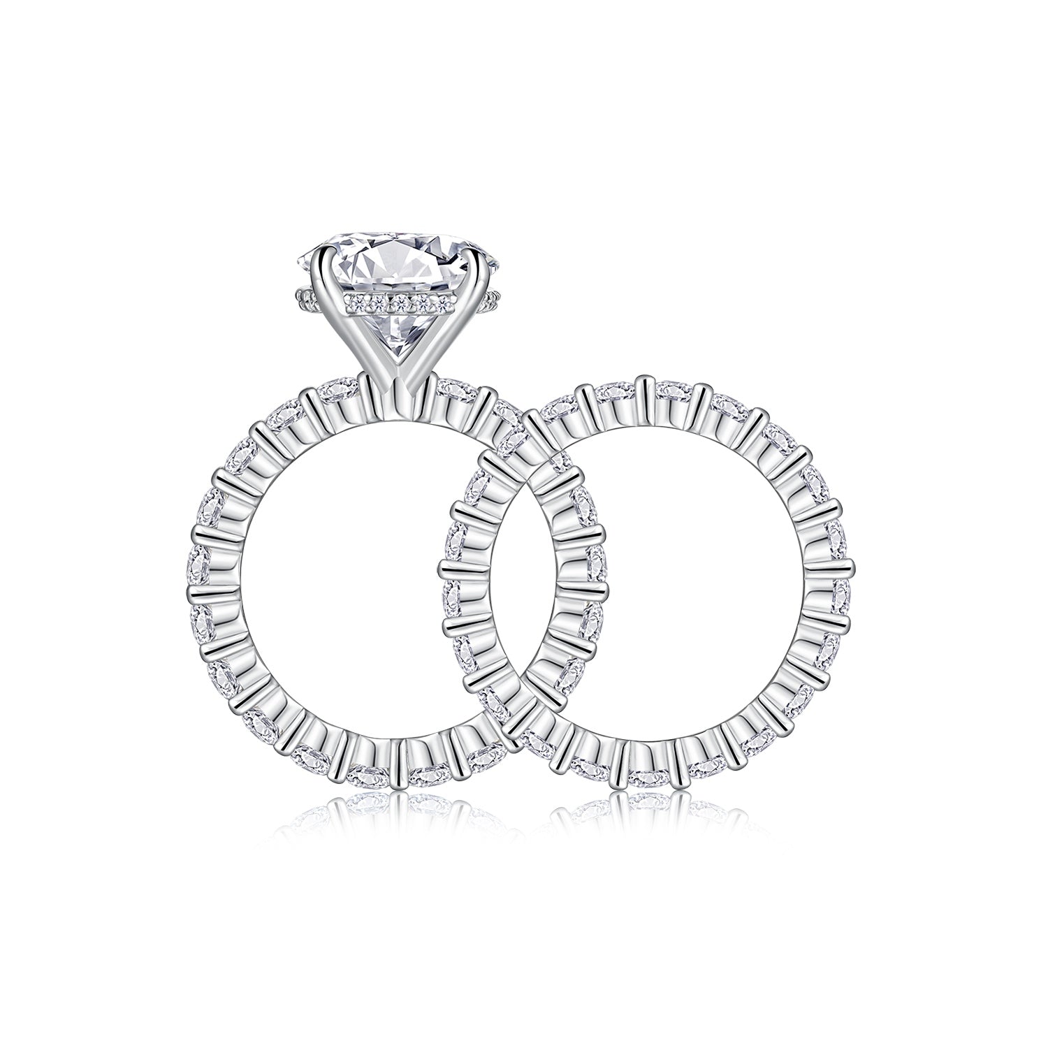 Time Vow - Fashionable Men's And Women's Ring Row Jewelry Set With 5-carat Moissan Diamond
