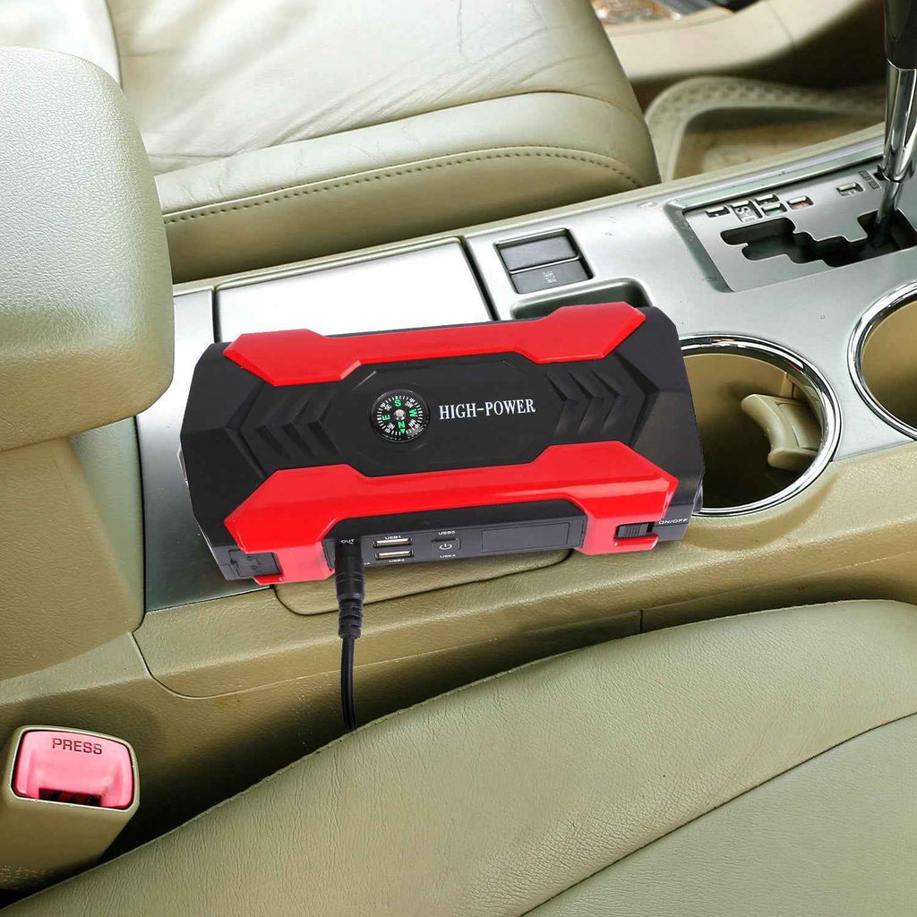 Car Jump Starter Booster 800A Peak 28000mAh 12V Battery Charger Up To 6.0L Gas Or 3.0L Diesel Engine With LCD Screen 4 Modes LED Flashlight
