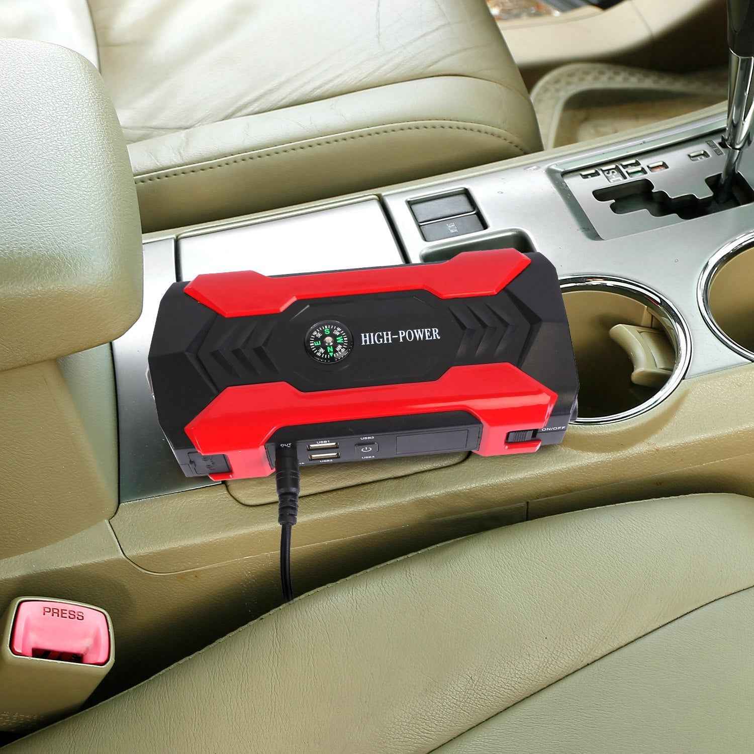 Car Jump Starter Booster 800A Peak 28000mAh 12V Battery Charger Up To 6.0L Gas Or 3.0L Diesel Engine With LCD Screen 4 Modes LED Flashlight