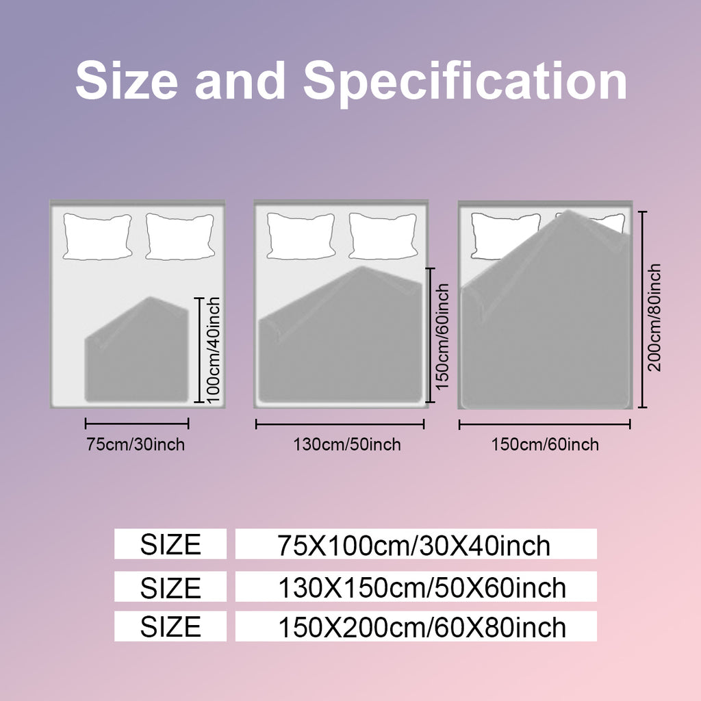 Size and specification chart for Flannel Velvet Blanket Long Eyelashes in inches.