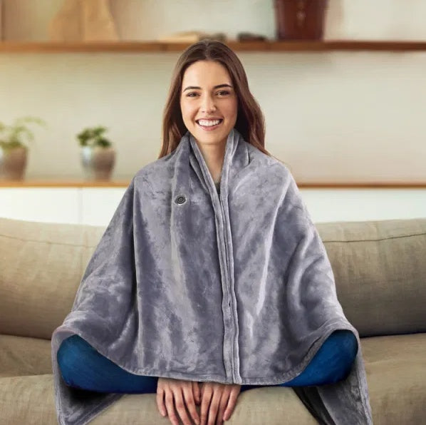 59 Plus 31in USB Heated Blanket Electric Heated Blanket Heated Poncho Shawl Wrap Throw With Zipper Washable For Home Office.