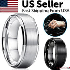 Tungsten Carbide Brushed Silver Men’s Wedding Band Ring Size 5-17