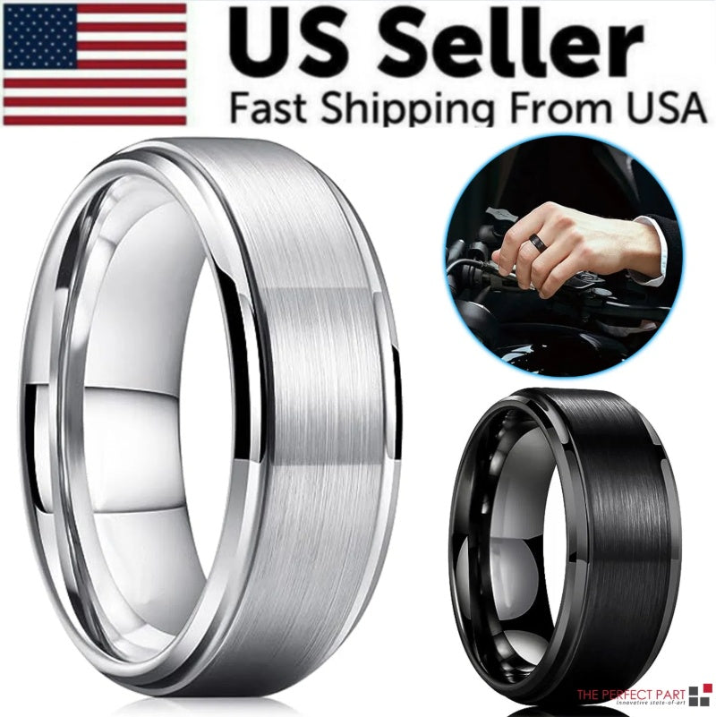 Tungsten Carbide Brushed Silver Men’s Wedding Band Ring Size 5-17