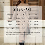 Size chart for Women's Casual Twist Front Long Sleeve Midi Dress Round Neck Split Hem Bodycon Dresses.