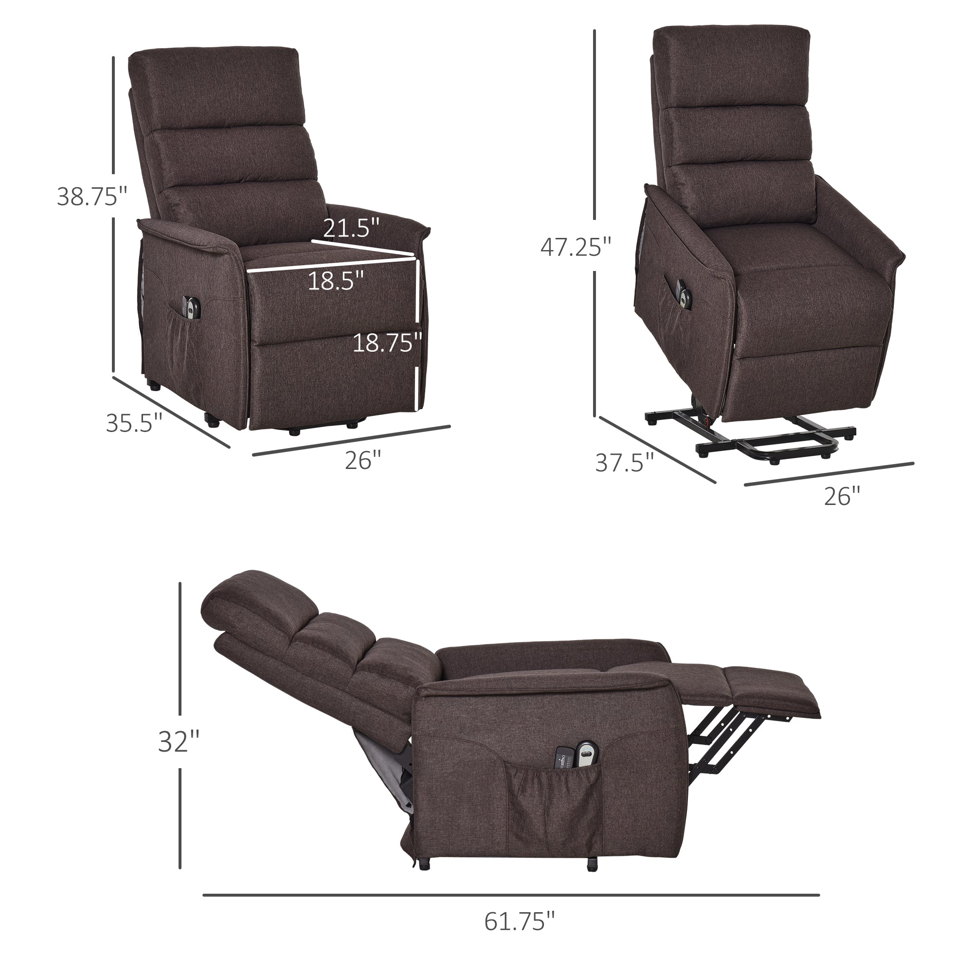 Power Lift Chair with Vibration Massage Fabric Recliner For Elderly