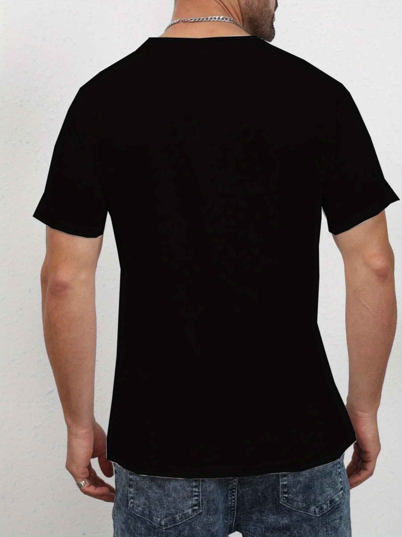 Paris Printed Men's Round Neck Fashionable Short Sleeved Sports T-shirt, Comfortable And Diverse, Suitable For Summer And Spring, Sporty Style, Comfortable And Versatile, As A Gift