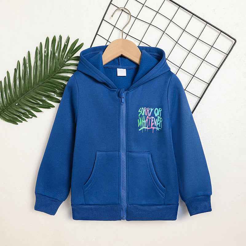 Toddler Girl Zip Up Hoodie Jacket Sorry Or Whatever Letter Print Long Sleeve Sweatshirt Kids Hooded Jacket Main image