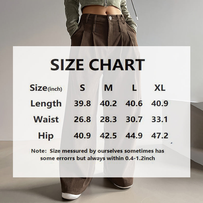 Women's Solid Color High-Waisted Pleated Pants with Pockets Wide Leg