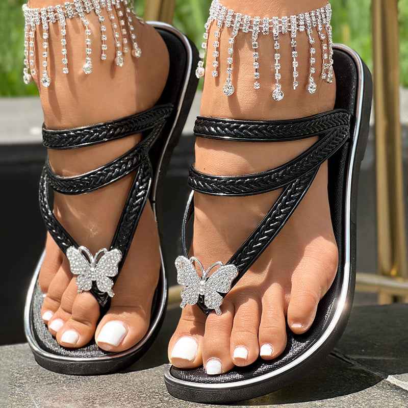 Floral Pattern Flip Flops Comfortable Casual Summer Beach Slippers