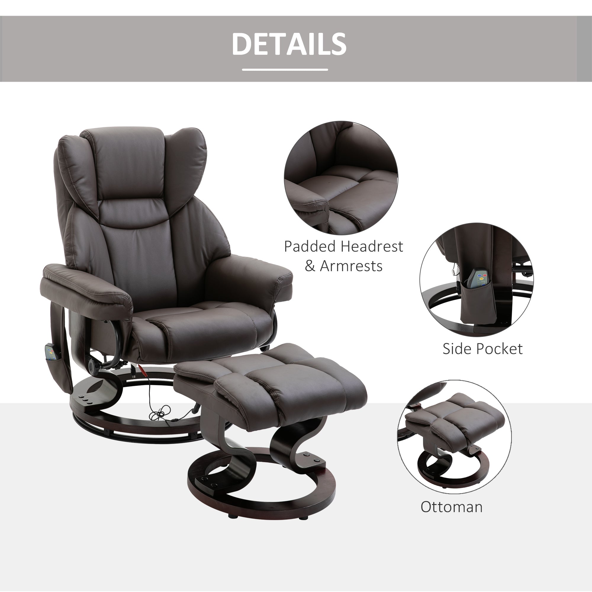 Massage Sofa Recliner Chair w/ Footrest 10 Vibration Points