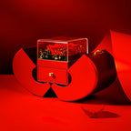 Red Apple Jewelry Box with Artificial Rose Gift for Her Chic Gift