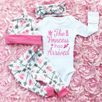4PCS Newborn Kids Baby Girl Outfits Clothes Romper Bodysuit Pants Outfits Set