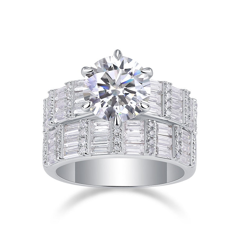 Vanilla Moissanite Jewelry Set In S925 Silver With Platinum Plating